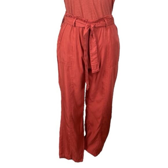Sanctuary New Ankle Pants Paperbag Waist Drape Fit Tencel Rust Women’s Size XXL - Picture 2 of 12